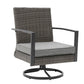 RoyalCraft Royalcraft Patio Swivel Dining Chairs with 360-Degree Rotating, All Weather Rattan Chairs with Water-resistant Cushions & Metal Frame, Modern Outdoor Rocking Chair for Porch, Bistro, Balcony,Grey