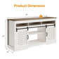 Heynemo TV Stand for 65+ Inch TV, Farmhouse 34'' Tall Entertainment Center for 23" Fireplace, Rustic TV Console with Sliding Bar Door for Living Room (White and Rustic Oak)