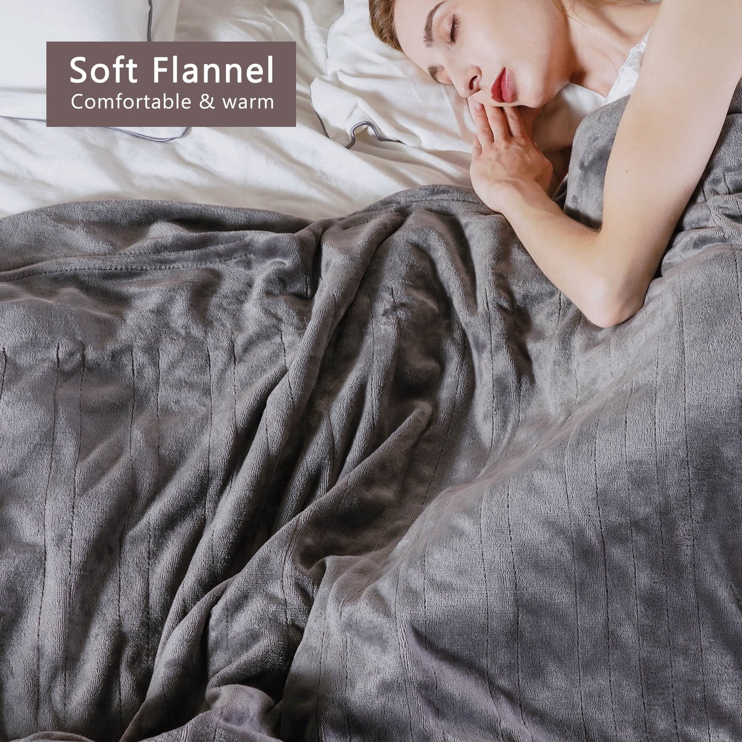 Superjoe Electric Blankets King Size Heated Blanket 100'' x 90'' King Blanket with Dual Controllers, 10 Heat Settings, Auto-off Timer, Gray Warm Gifts