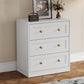 May in Color 3 Drawer Nightstand Set of 2, Modern White End Table with Gold Knobs, White