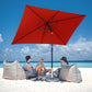 Heynemo 10x 6.5ft Rectangular Patio Umbrella, Outdoor Table Market Umbrella with Crank, 6 Steel Ribs, Polyester Canopy, Aluminum Pole,Red
