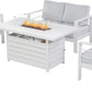Superjoe Outdoor Furniture Set w/CSA Certified 54in Propane Gas Fire Pit Table, 4 Seats Aluminum Patio Conversation Sofa with 5in Olefin Cover Cushions, White
