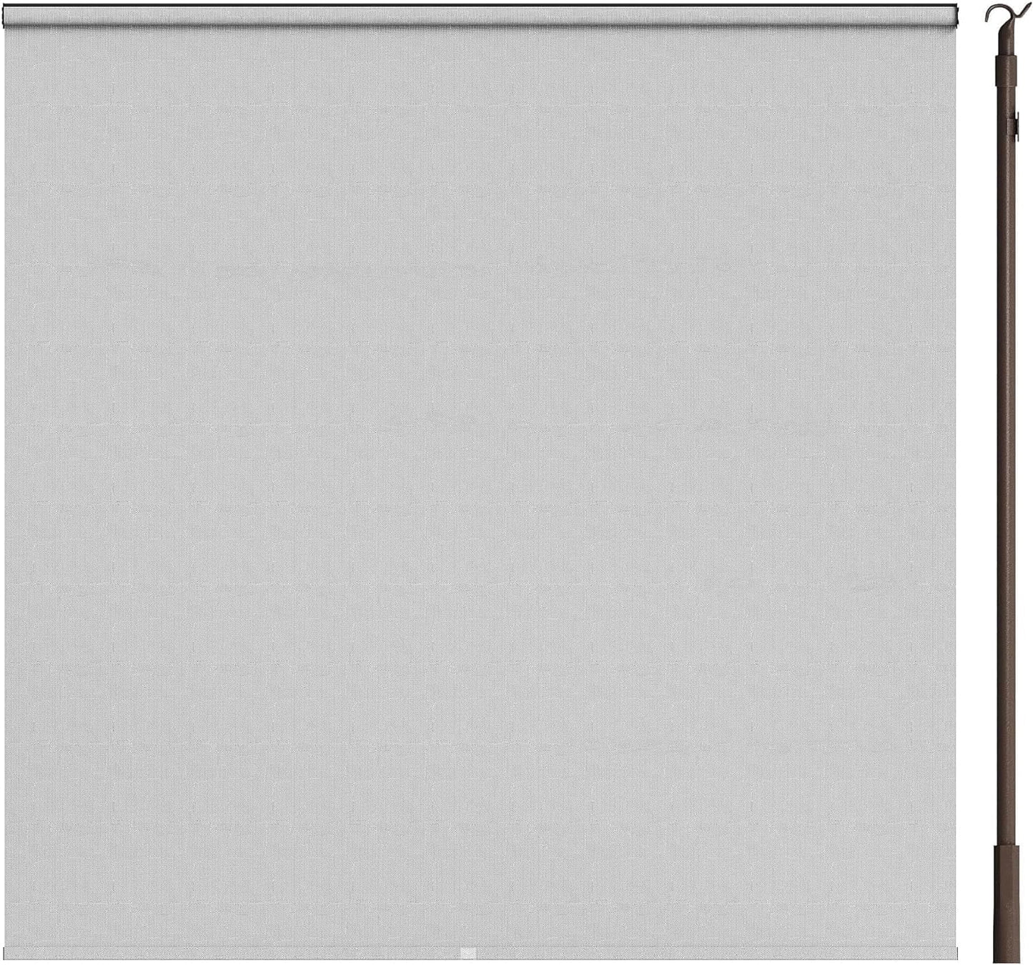 Superjoe Outdoor Roller Shades, 420GSM 95% Blackout Cordless Patio Roller Blinds with Pole, 6'Wx6'H Waterproof Blinds Roll Up for Gazebo Porch, Deck, Pergola, Grey