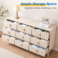 Heynemo Fluted Chest of 9 Drawers, Beige Modern 9 Drawer Dresser with Gold Metal Handles, Wide Storage Dresser Cabinet for Bedroom Living Room