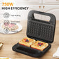 Heynemo 3 in 1 Electric Sandwich Maker with Removable Non-Stick Plates, Indicator Lights & Cool Touch Handle, 750W, Black