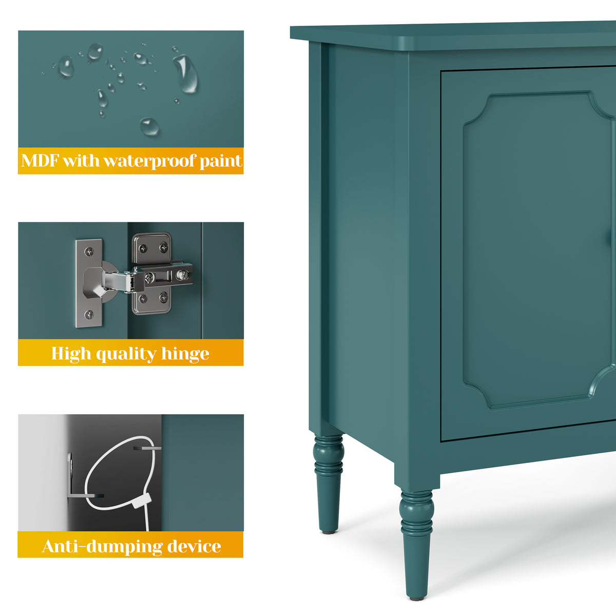 CozyHome Storage Cabinet with 4 Doors and Adjustable Shelves