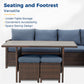 RoyalCraft Patio Furniture Set, 7 Piece High Curved Back Outdoor Dining Sectional Sofa with Dining Table and Chair, All Weather Wicker Conversation Set with Ottoman