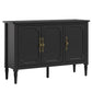 Heynemo 3-Door Storage Cabinet, Sideboard Cabinet with Adjustable Shelves, Ideal for Entryway, Living Room, Dining Room, Black