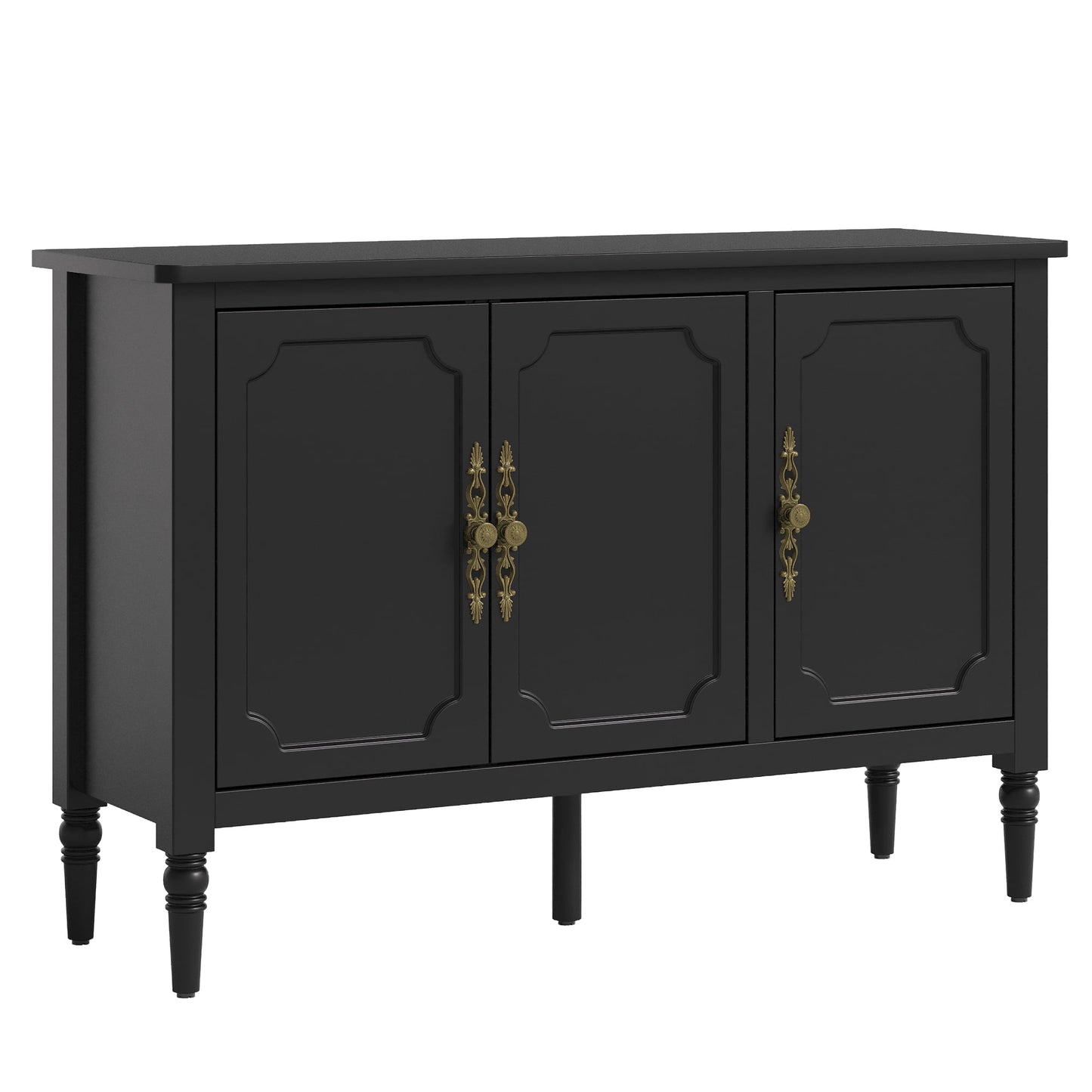 Heynemo 3-Door Storage Cabinet, Sideboard Cabinet with Adjustable Shelves, Ideal for Entryway, Living Room, Dining Room, Black