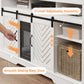 May in Color Fireplace TV Stand for 65+ Inch TV, Farmhouse Entertainment Center with Electric Fireplace, Antique White