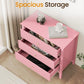 Heynemo Pink 30" Dressers Set of 2, Modern 3-Drawer Wood Nightstands with Ball Bearing Slides, Wide Storage Chests for Bedroom, Living Room, Entryway or Office