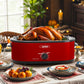 RoyalCraft 18 Quart Electric Roaster Oven Turkey Roaster with Lid Electric Roasters with Removable Pan Large Roaster,Self-Basting Lid,Fast Heating & Thaw/Warming Setting,Red