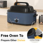 Superjoe 22 Quart Electric Roaster Oven with Self-Basting Lid, Turkey Roaster Oven Buffet with Removable Pan, Cool-Touch Handles, Blue