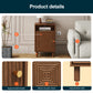 Heynemo Wood Nightstand with Storage, Bedside Table with Charging Station and Solid Wood Legs, Ideal for Living Room, Bedroom, Entryway, Brown