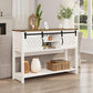 Royalcraft Entryway Table with Storage, 46" Modern Farmhouse Console Table with Sliding Barn Door, Wood Rustic Sofa Table with Adjustable Shelf for Hallway, Living Room, Foyer, White and Rustic Oak