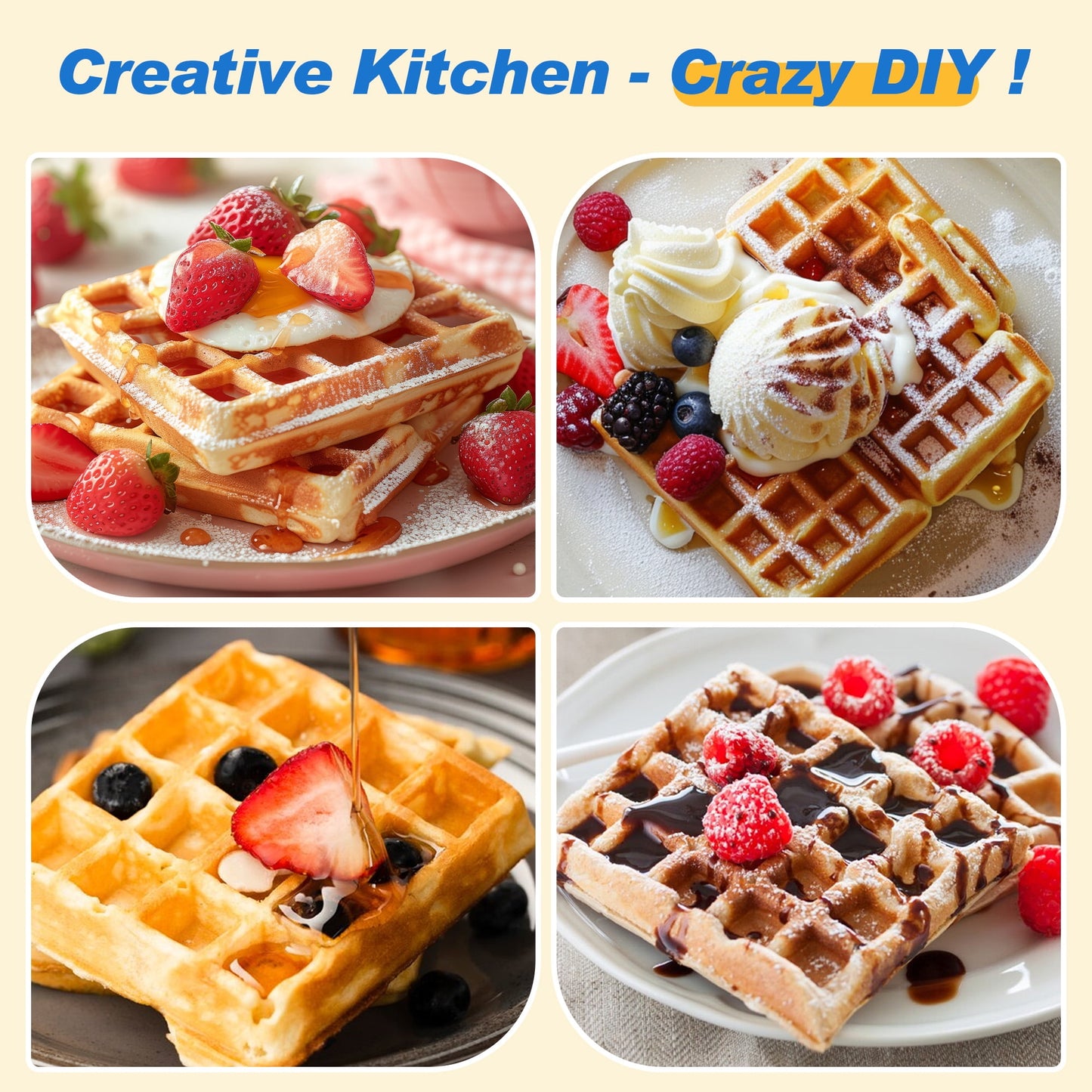Sunvivi 2-Slice Belgian Waffle Maker, Electric Waffle Iron with Temperature Control, Nonstick Plates & Indicator Lights, Easy Clean