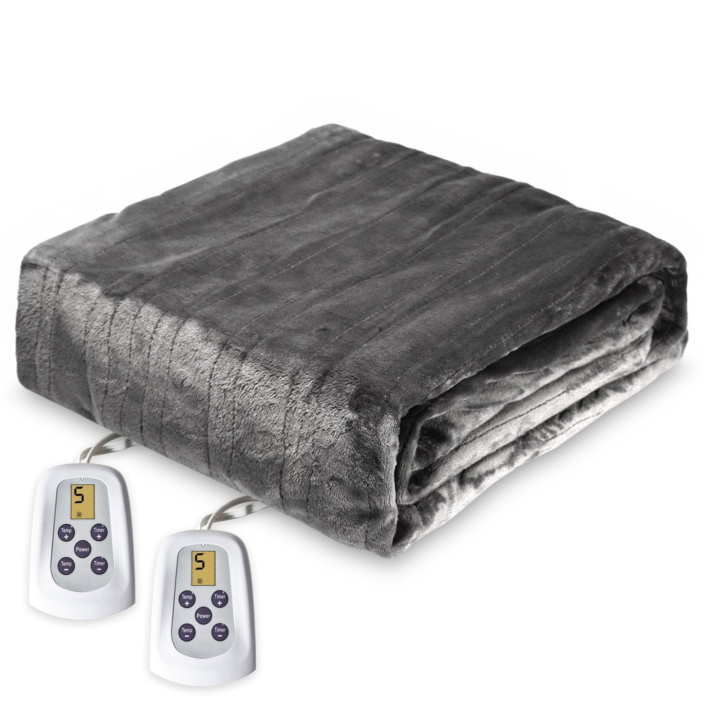 Superjoe Electric Blankets Queen Size 90'' x 84'' Dual Controllers Heated Blanket, 10 Heat Settings, 12 Hour Auto-off Timer, Warm Winter Gifts, Gray