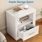 May in Color Charging Nightstand Set: Modern Bedside Tables with Large Drawer, 2 USB-C Outlets, Storage Cabinet for Bedroom, Dorm, Set of 2, White