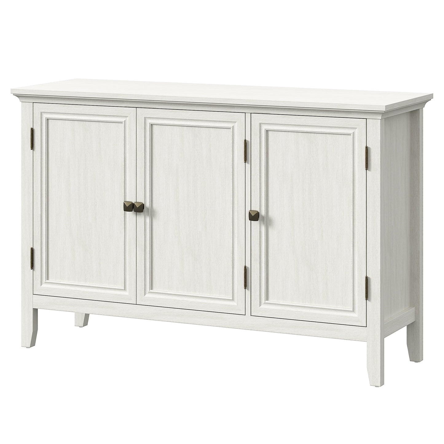 May in Color 3-Door Buffet Cabinet with Storage, Bohemian Sideboard with Adjustable Shelves, Wood Credenza Cabinet, Console Table for Bedroom, Living Room, Dining Room, Hallway, Grayish-White