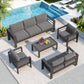 Heynemo Metal Patio Furniture Chairs Set of 2, Aluminum Outdoor Armchairs with Cushions, Dark Grey