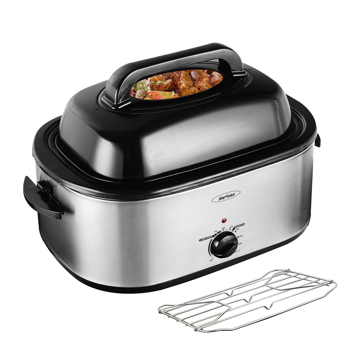 SUNVIVI slow pot roast chicken oven combination, large capacity suitable for family gatherings ,Stainless Steel,Silver