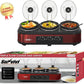 Sunvivi Triple Slow Cooker Buffet Servers and Warmer,3 Pot Food Small Mini Manual Slow Cooker with Adjustable Temp Stainless Steel Lid Rests,Removable Ceramic Pot,4.5 QT Red