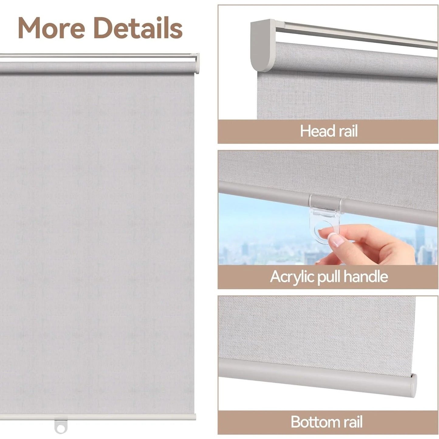 Superjoe 100% Blackout Roller Shades for Windows, Pull Down Shades with Thermal Insulated Waterproof Fabric