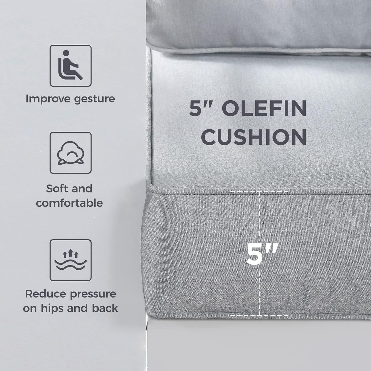 Superjoe Outdoor Furniture Set w/CSA Certified 54in Propane Gas Fire Pit Table, 4 Seats Aluminum Patio Conversation Sofa with 5in Olefin Cover Cushions, White