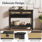 RoyalCraft Rattan Console Table, Boho Entryway Table with 2 Drawers and Storage Shelf, Long Wood Sofa Table for Living Room, Entryway, Front Hall, Hallway, Coffee