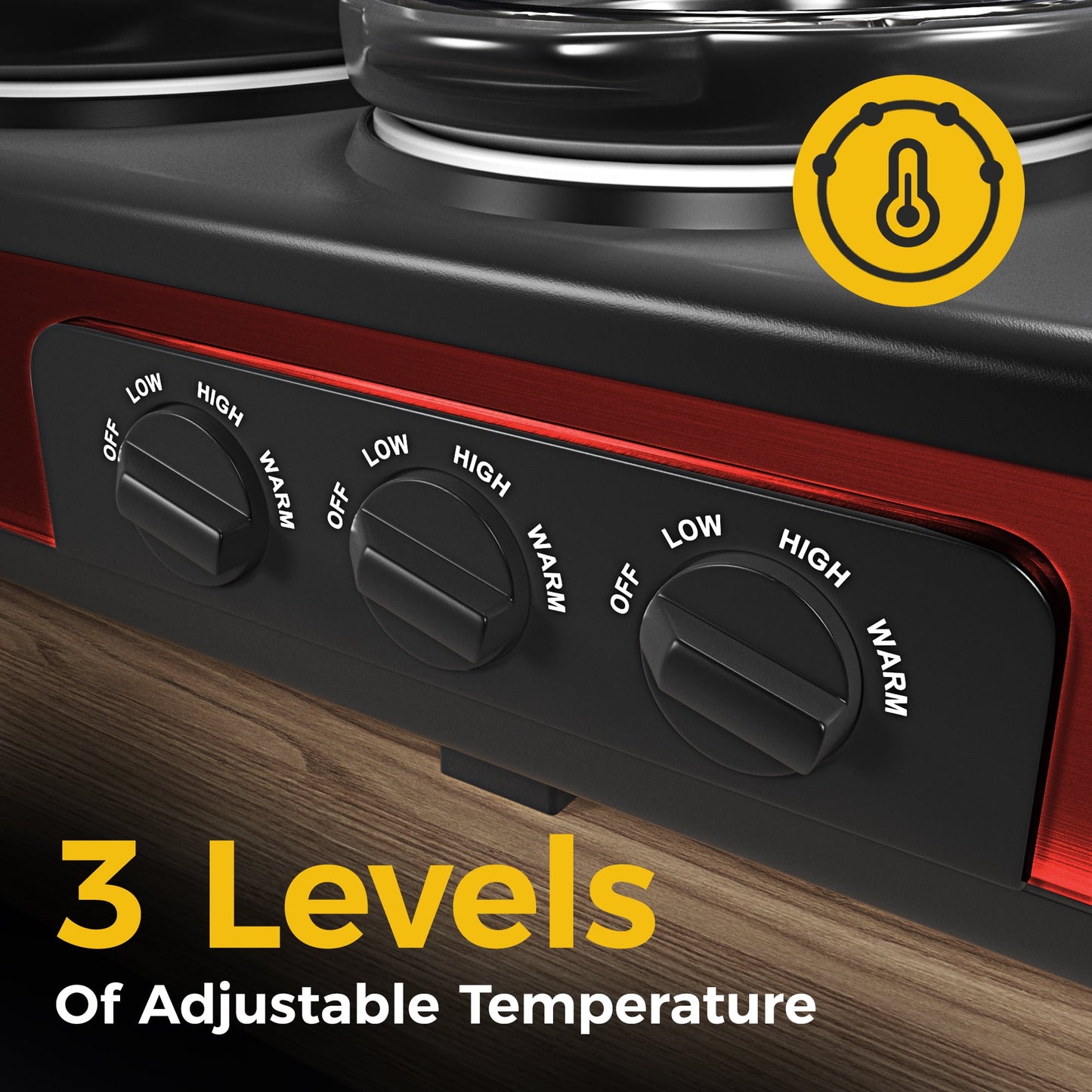 Sunvivi Triple Slow Cooker Buffet Servers and Warmer,3 Pot Food Small Mini Manual Slow Cooker with Adjustable Temp Stainless Steel Lid Rests,Removable Ceramic Pot, 3 * 1.5 Quarts Red