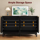 Heynemo Black 55'' Buffet Cabinet with Fluted Door and Adjustable Shelves