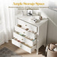 RoyalCraft White Fluted 4 Drawer Dresser for Bedroom, Modern Chest of Drawers, Wood Dresser for Storage Clothes, Wooden Storage Cabinet Nightstand for Bedroom, Hallway, Living Room, Entryway