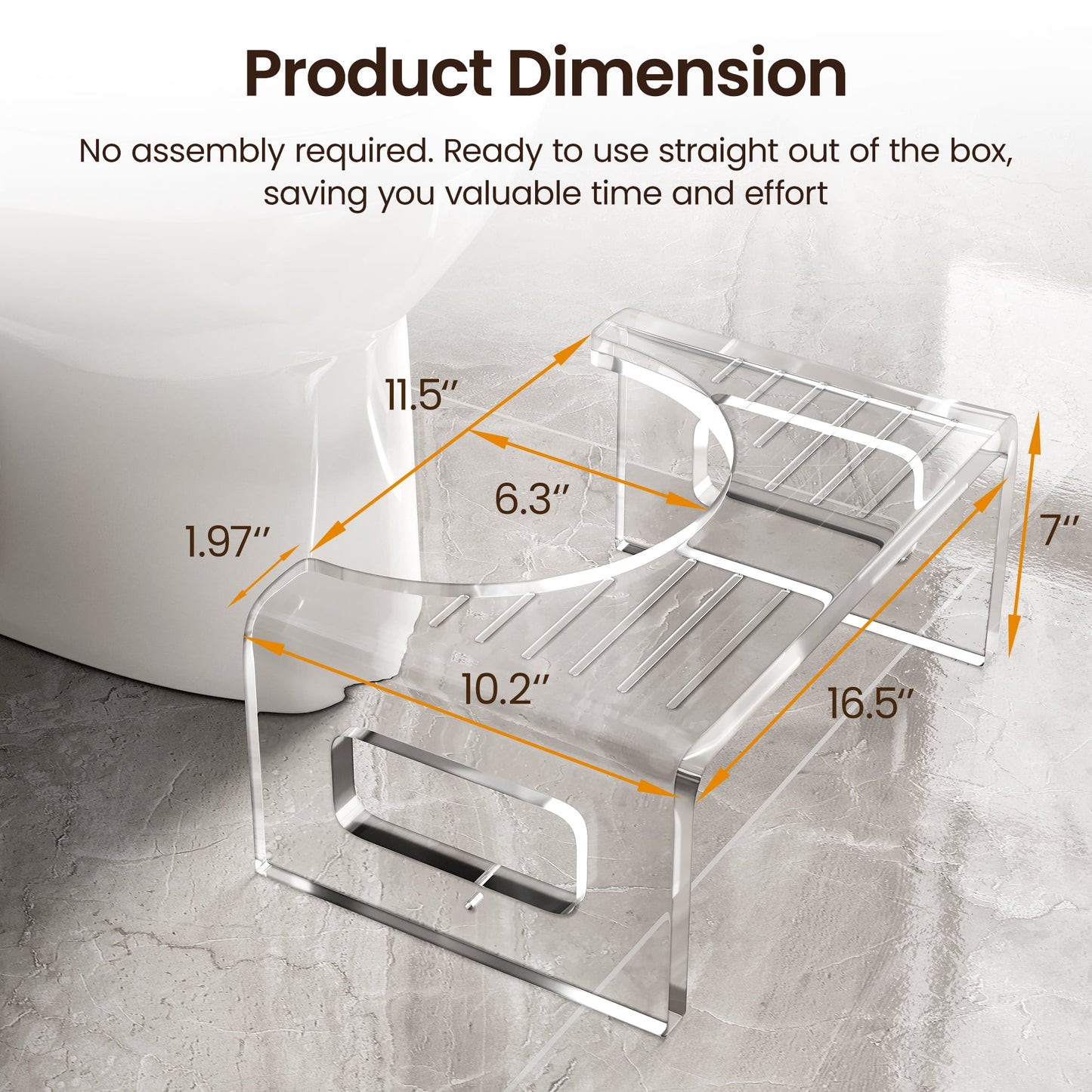 7'' Tall Acrylic Toilet Stool, Modern Non-Slip Potty Stool for All Ages, Men & Women, Squatting Toilet Stool for Bathroom, Toilet Step Stool Foot Rest Stool