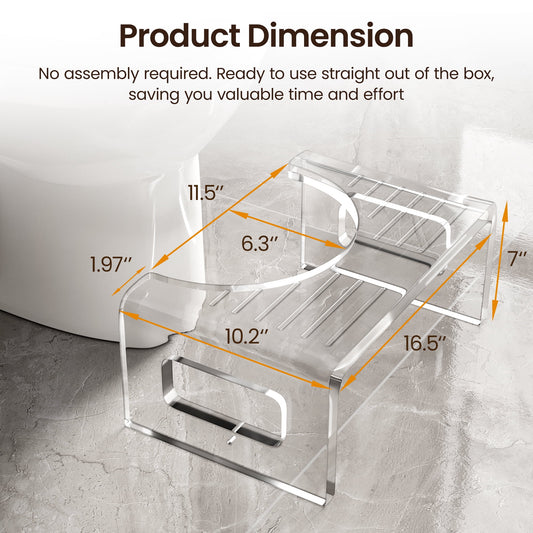 7'' Tall Acrylic Toilet Stool, Modern Non-Slip Potty Stool for All Ages, Men & Women, Squatting Toilet Stool for Bathroom, Toilet Step Stool Foot Rest Stool