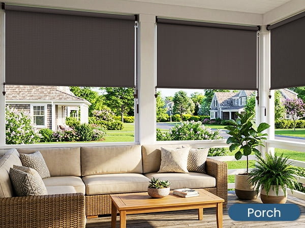 CozyHome Outdoor Roller Shade 6' x 8', Cordless Patio Shade with Crank Handle, 95% UV Protection, Aluminum Privacy Sun Shade for Patio, Brown