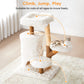 Heynemo 35-Inch Cozy Cat Tower with Scratch Posts, Two Cat Hideouts, Soft Pads, and Washable Cushion Cover,White