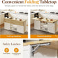 May in Color Modern 59" Kitchen Island with Storage and Drop-Leaf, Wood Island for Kitchen, White