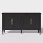 Superjoe Console Cabinet, 58'' Mid Century Modern Pantry Cabinet, Wood Buffet Cabinet, Media Cabinet with 4 Doors, Accent Cabinet for Entryway, Living Room, Bedroom, Dining Room (Black)