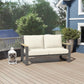 Heynemo Aluminum Outdoor Loveseat, All-Weather Metal Patio Furniture Sofa, Patio Sofa Chair for Porch Backyard Garden, Beige