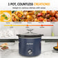 2QT Small Slow Cooker with Removable Ceramic Pot, 3 Heating Settings, Dishwasher-Safe Glass Lid,Blue
