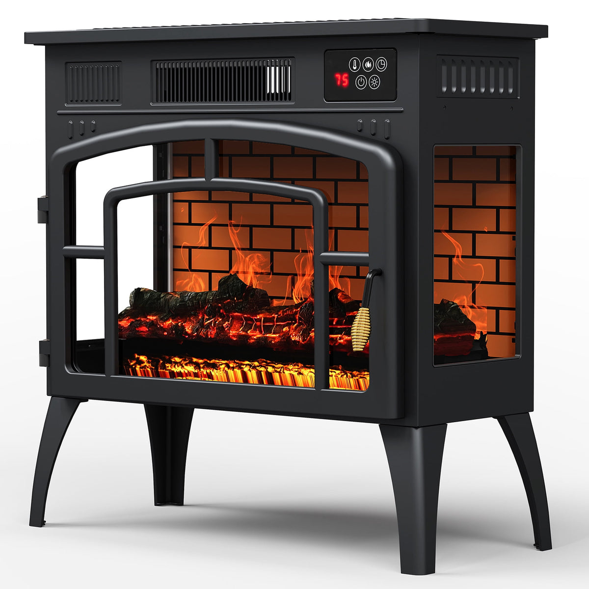 Heynemo A Practical Portable Fireplace ¨C 1500W Freestanding Infrared Electric Fireplaces Heater with 3D Flame Effect & Remote Control