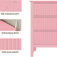 May in Color Pink Fluted Nightstand with 3 Drawers, Modern Bedroom End Table, Wood Bedside Table