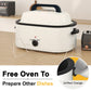 Sunvivi 26QT Electric Turkey Roaster Oven with Visible Glass Lid,Removable Pan & Rack, Stainless Steel, White