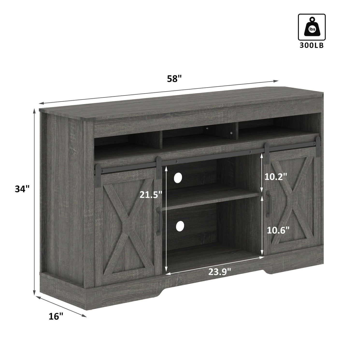 Heynemo TV Stand for 70" TVs, Modern Media Console Storage Cabinet with Sliding Barn Doors, Wooden Entertainment Center for Living Room Bedroom, Dark Gray