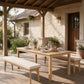 3-Piece Acacia Patio Table & Bench Set for All-Weather, Outdoor Patio Dining Set with Umbrella Hole & Benches with Removable Cushions, Durable Patio Table and Bench Set for Garden, Heynemo