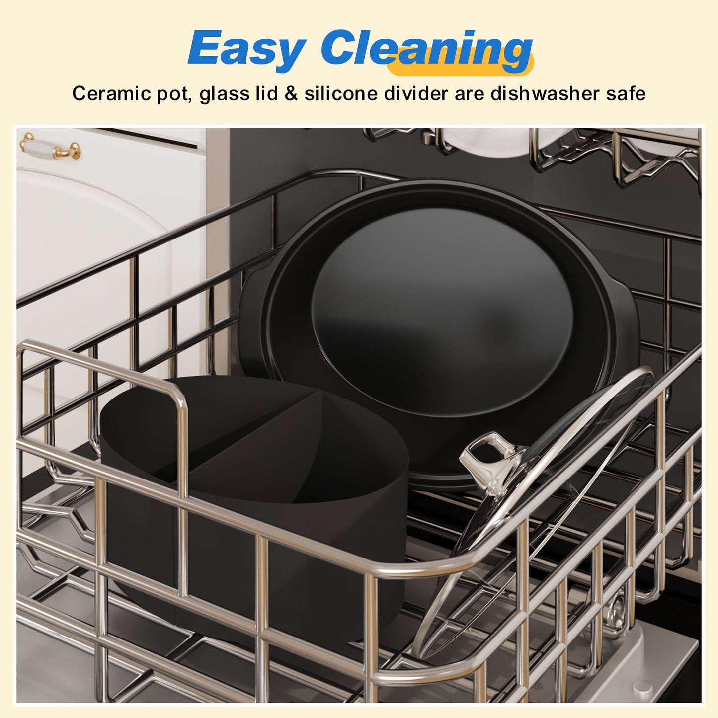 Superjoe Programmable Slow Cooker 6 Quart with 2 in 1 Silicone Liners, Multi-Cooker Food Warmer with Digital Timer, 3 Cooking Settings, Dishwasher-Safe Removable Ceramic Pot & Lid, Silver.