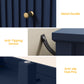 May in Color Fluted 6 Drawer Dresser, Wide Modern Chest of Drawers, Large Wood Storage Cabinet Organizer for Bedroom, Living Room, Hallway, Entryway, Blue