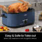 Sunvivi 24qt Electric Roaster Oven with Self-Basting Lid, Stainless Steel, Blue