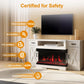 Heynemo TV Stands with 36'' Fireplace for TVs up to 75'', Media Console Table with Adjustable Shelves, Double-door Design, Entertainment Center for Living Room, Bedroom, White