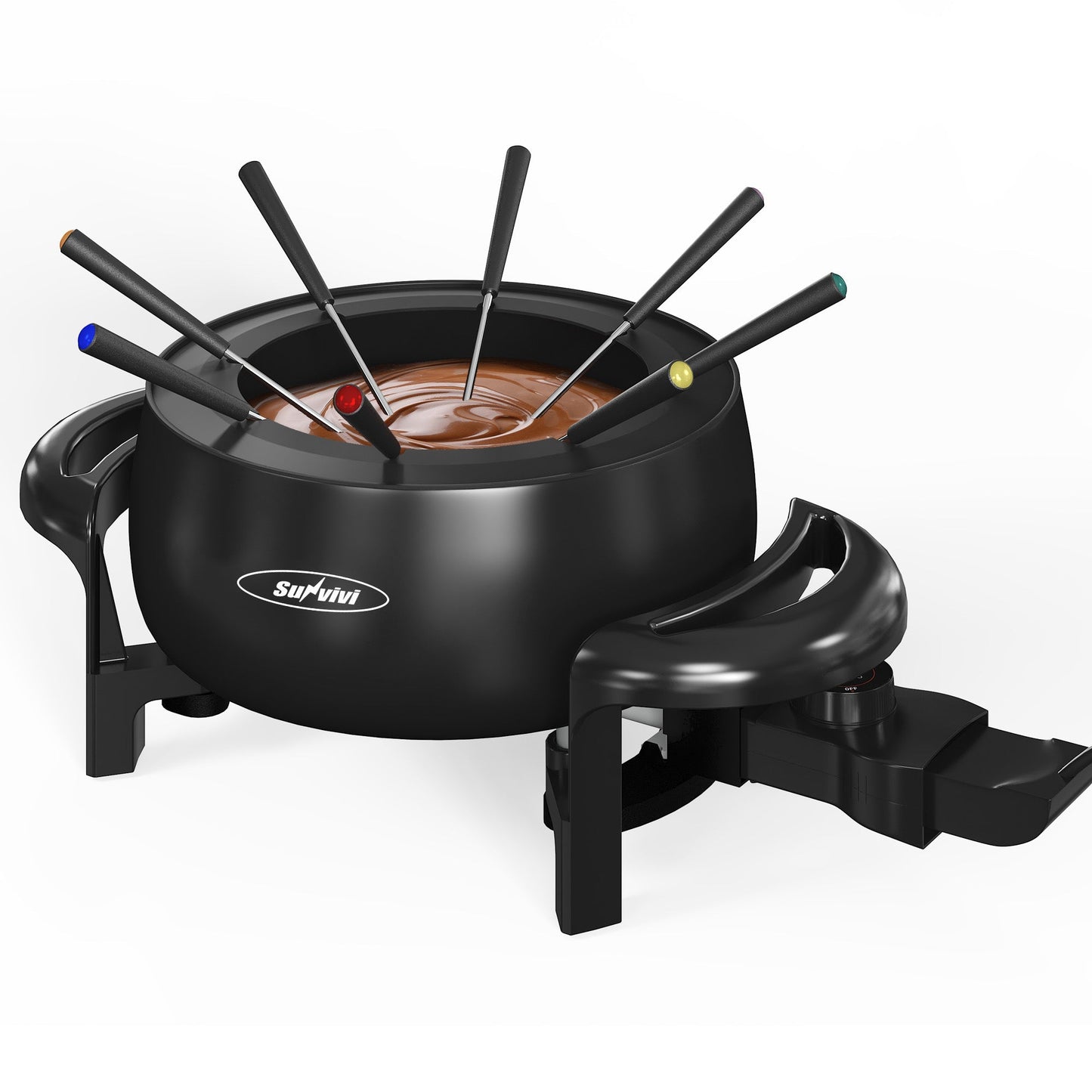 Electric Fondue Pot Set 3 Quart Fondue Set for Melting Chocolate Cheese with 8 Color-Coded Forks